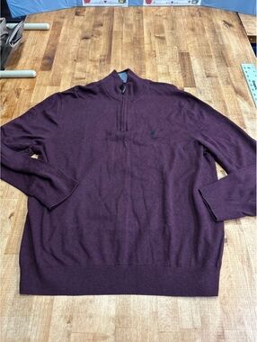 Nautica Men's XL Burgundy 1/4 Zip Cotton Sweater